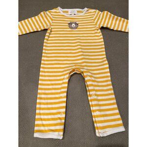 Albetta Yellow White Striped Teddy Jumpsuit 6/12M VGUC